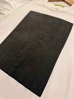 Versace Jeans White T-Shirt with Black Embossed Logo Panel